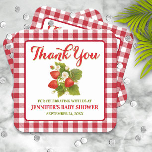 Strawberry Theme Baby Shower Thank You Square Sticker