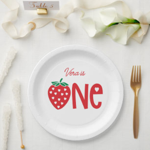 Strawberry Theme First Birthday Paper Plate