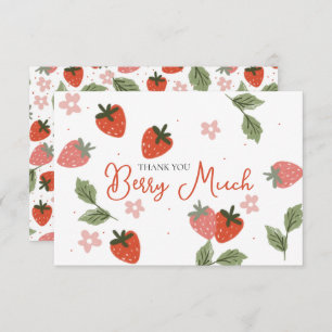 Strawberry Theme Girl Birthday  Thank You Card