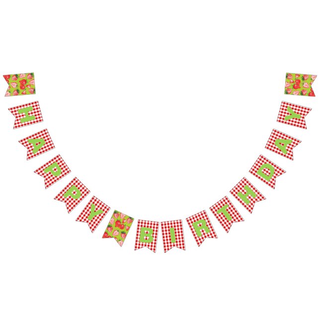 Strawberry Theme Happy Birthday Bunting (All)