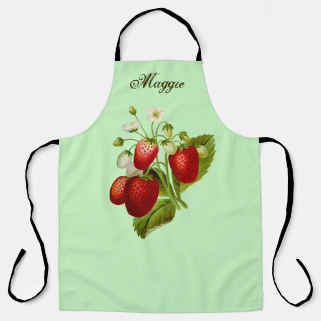 Strawberry Themed Personalised Kitchen Apron (Front)