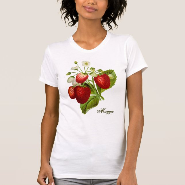 Strawberry Themed Womens Personalised Tshirt (Front)