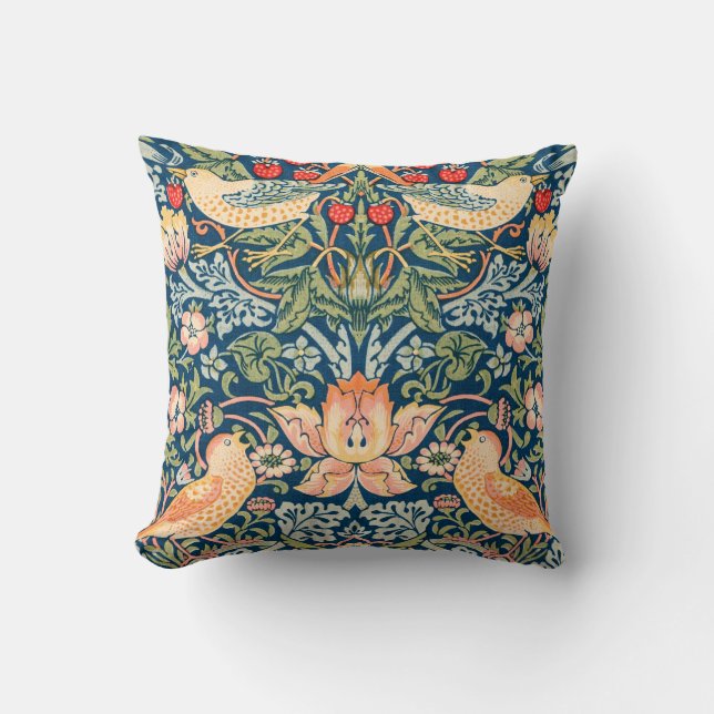 Strawberry Thief Artistic William Morris Pillow (Front)