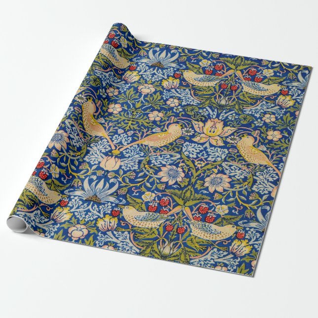 Strawberry thief bird by William Morris  Wrapping Paper (Unrolled)
