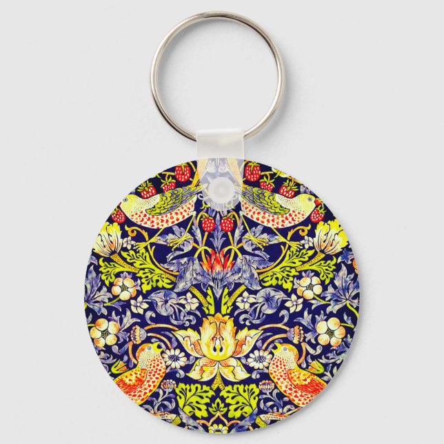 Strawberry Thief Birds William Morris Key Ring (Front)