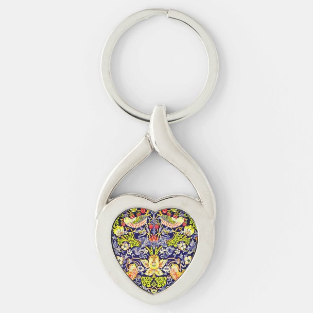 Strawberry Thief Birds William Morris Key Ring (Front)