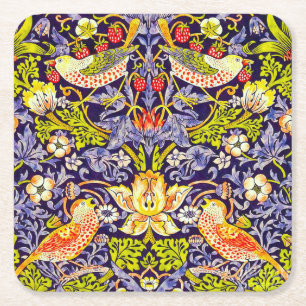 Strawberry Thief Birds William Morris Square Paper Coaster