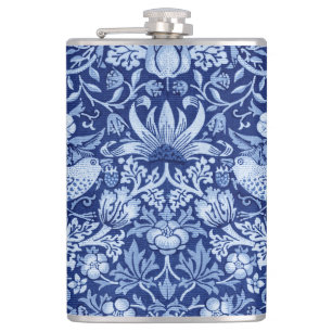 Strawberry Thief Blue Monotone, William Morris Hip Flask