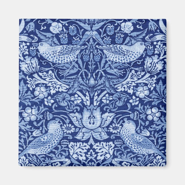 Strawberry Thief Blue Monotone, William Morris Magnet (Front)