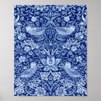 Strawberry Thief Blue Monotone, William Morris