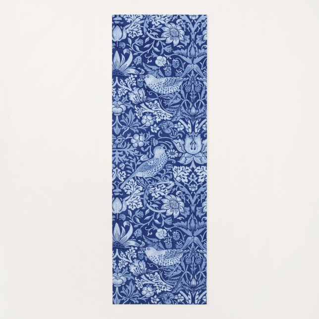 Strawberry Thief Blue Monotone, William Morris Yoga Mat (Front)
