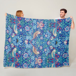 Strawberry Thief Blue, William Morris Fleece Blank Blanket