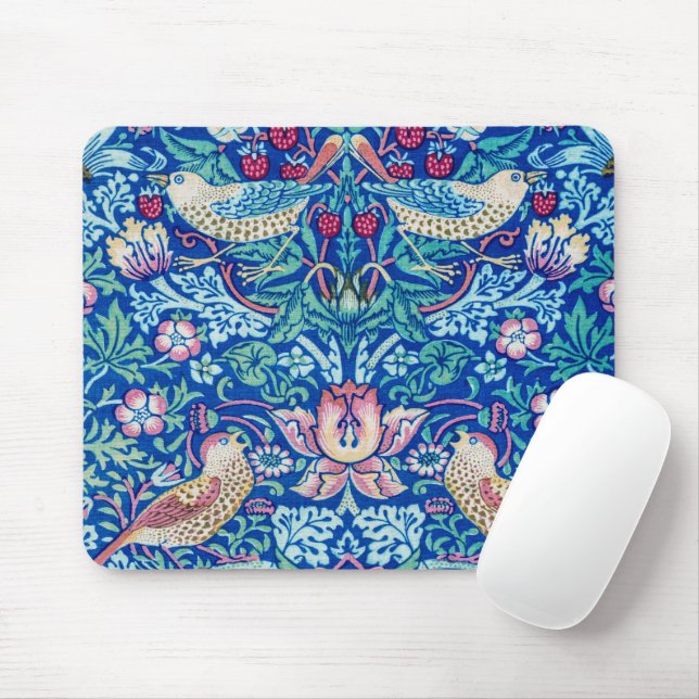 Strawberry Thief Blue, William Morris Mouse Pad (With Mouse)