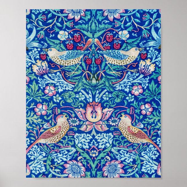Strawberry Thief Blue, William Morris Poster (Front)