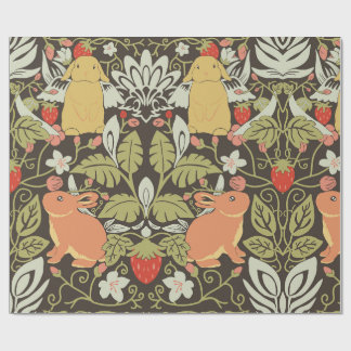 Strawberry thief Bunnies pattern Wrapping Paper