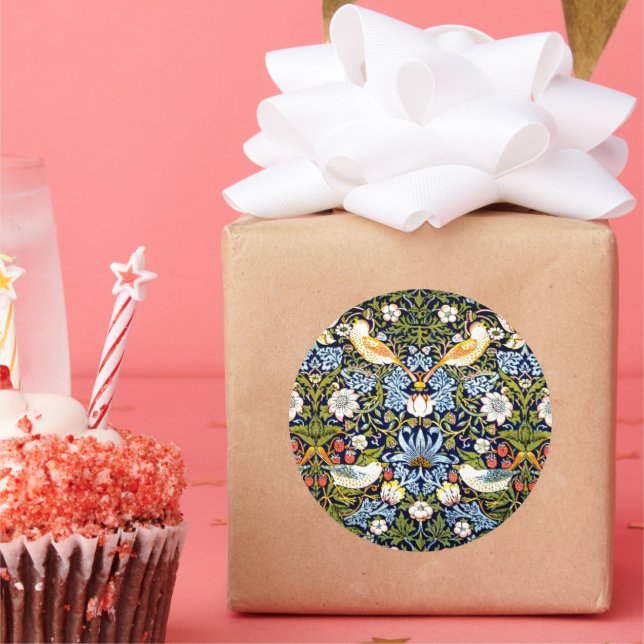 Strawberry Thief by William Morris Classic Round Sticker (Party)