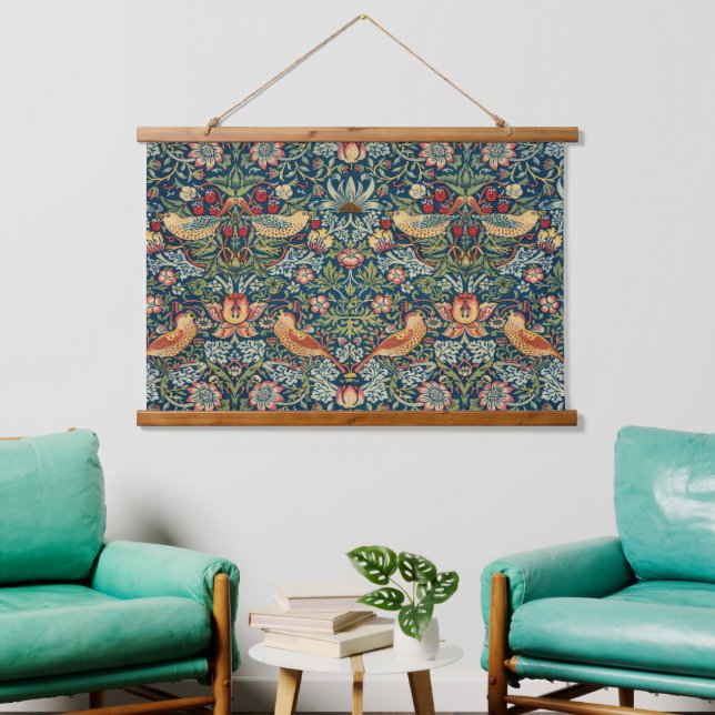 Strawberry Thief by William Morris Hanging Tapestry (Living Room)