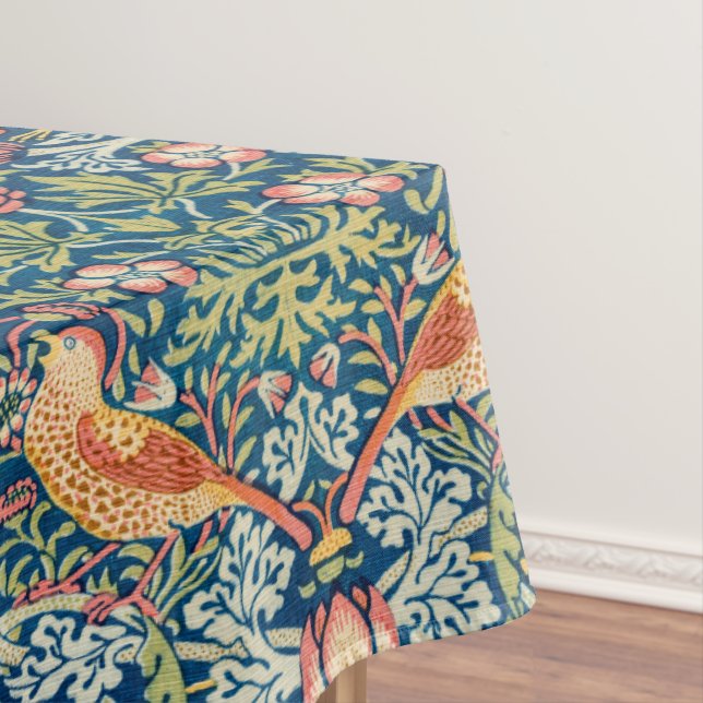 Strawberry Thief by William Morris Indigo Mineral Tablecloth (In Situ)