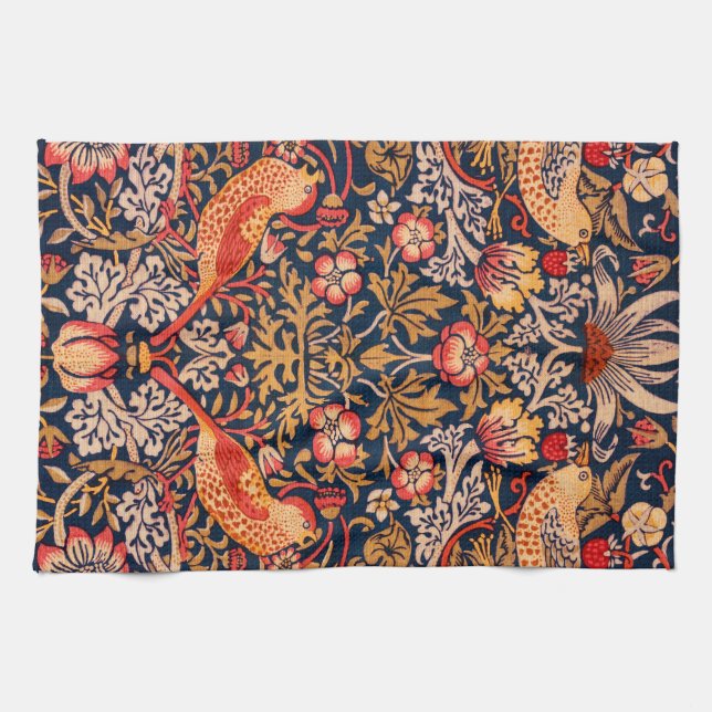 Strawberry Thief by William Morris Tea Towel (Horizontal)