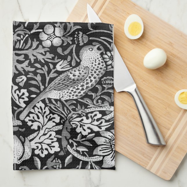 Strawberry Thief by William Morris Tea Towel (Quarter Fold)