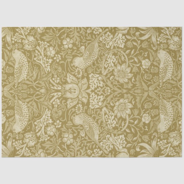 Strawberry Thief Gold, William Morris Tissue Paper (Front)