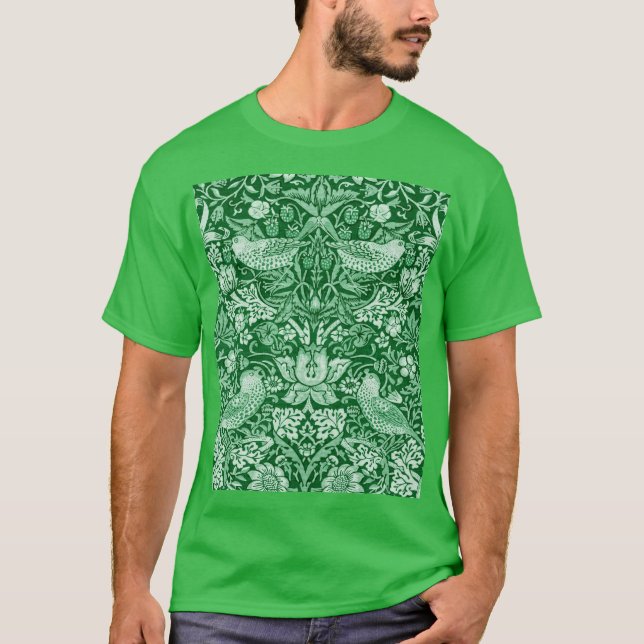 Strawberry Thief Green, William Morris T-Shirt (Front)