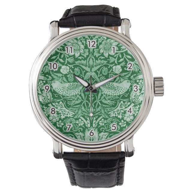 Strawberry Thief Green, William Morris Watch (Front)