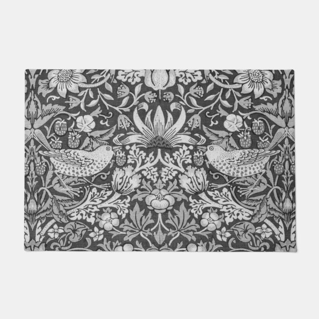 Strawberry Thief Grey, William Morris Doormat (Front)