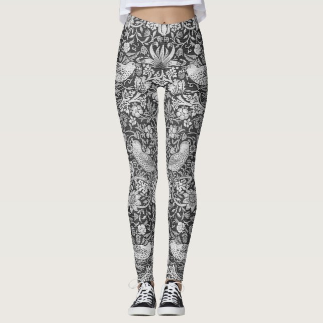 Strawberry Thief Grey, William Morris Leggings (Front)