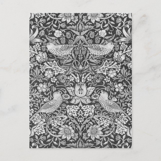 Strawberry Thief Grey, William Morris Postcard (Front)