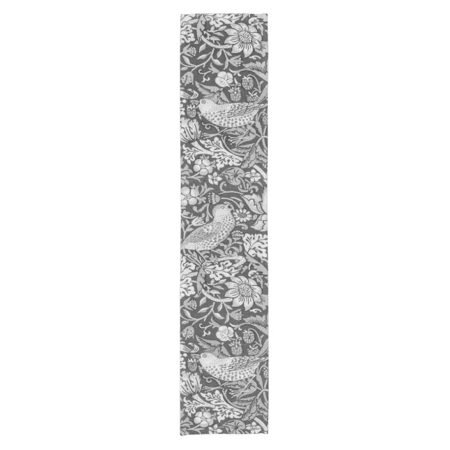 Strawberry Thief Grey, William Morris Short Table Runner (Front)