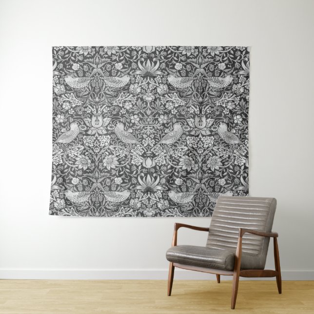 Strawberry Thief Grey, William Morris Tapestry (In Situ (Horizontal))