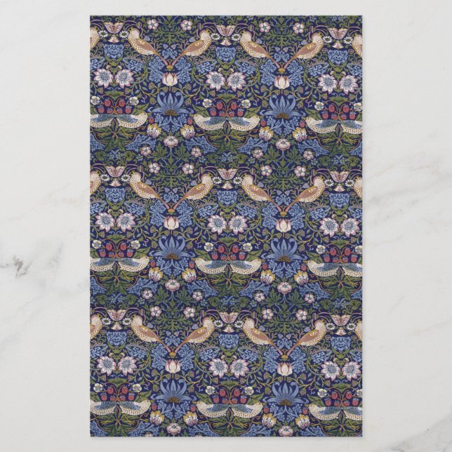 Strawberry Thief in Blue Stationery (Front)