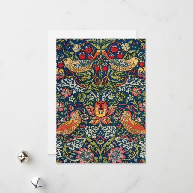 Strawberry Thief, Infinity Dots by After Morris Holiday Card (Front/Back In Situ)