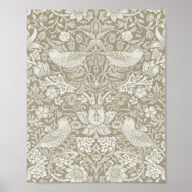 Strawberry Thief Ivory, William Morris Poster (Front)