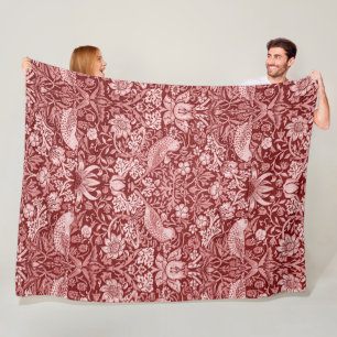 Strawberry Thief Maroon, William Morris Fleece Blanket