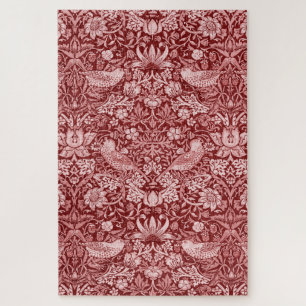 Strawberry Thief Maroon, William Morris Jigsaw Puzzle