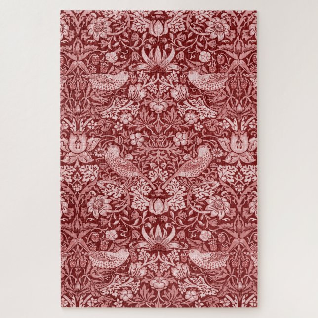 Strawberry Thief Maroon, William Morris Jigsaw Puzzle (Vertical)