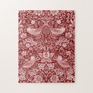 Strawberry Thief Maroon, William Morris Jigsaw Puzzle
