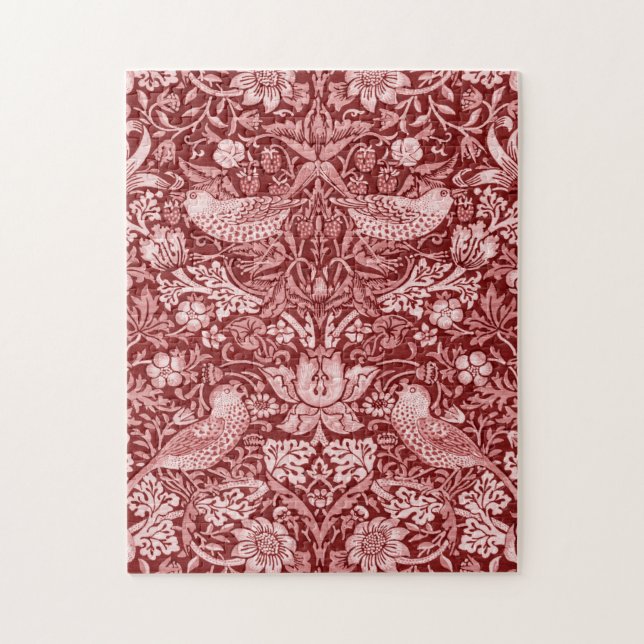 Strawberry Thief Maroon, William Morris Jigsaw Puzzle (Vertical)