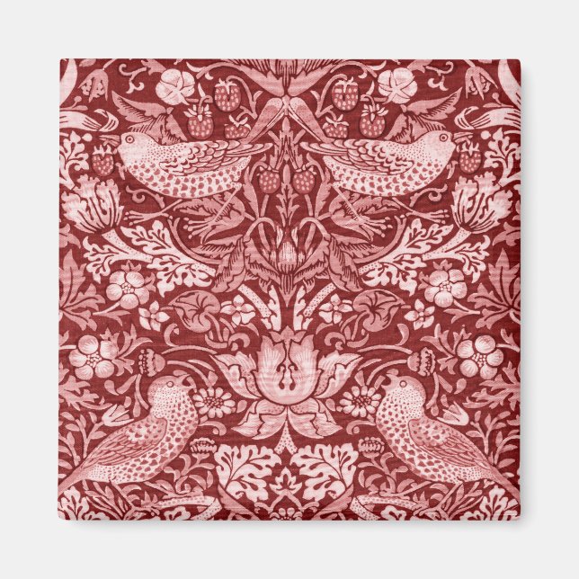 Strawberry Thief Maroon, William Morris Magnet (Front)