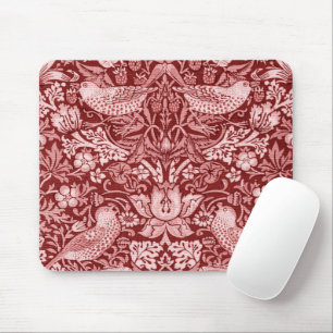 Strawberry Thief Maroon, William Morris Mouse Pad