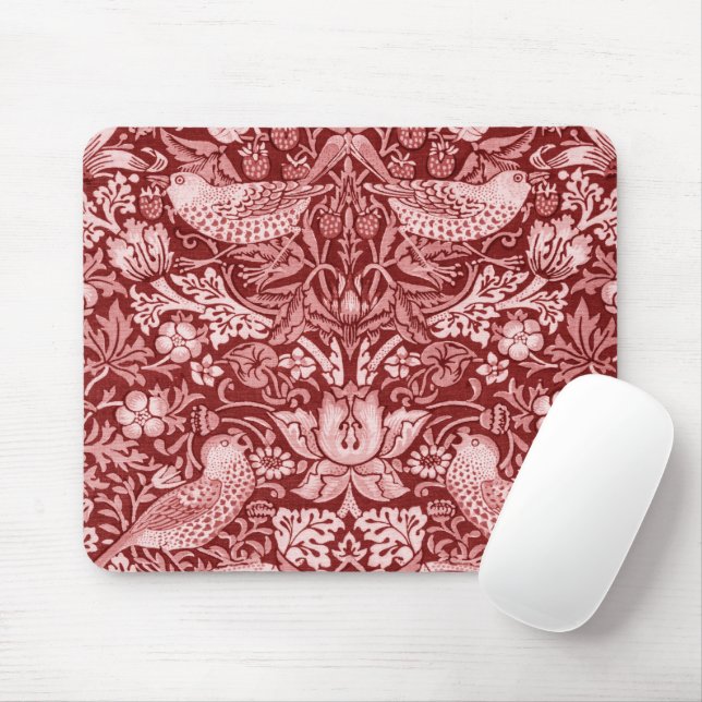 Strawberry Thief Maroon, William Morris Mouse Pad (With Mouse)