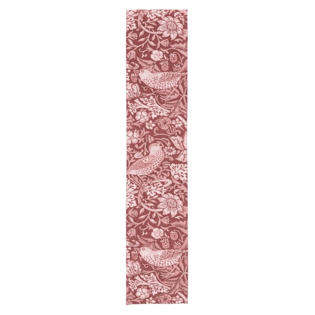 Strawberry Thief Maroon, William Morris Short Table Runner (Front)