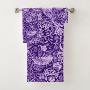 Strawberry Thief Purple, William Morris Bath Towel Set
