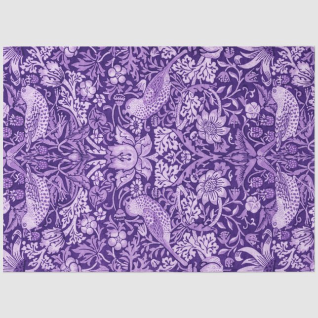 Strawberry Thief Purple, William Morris Tissue Paper (Front)