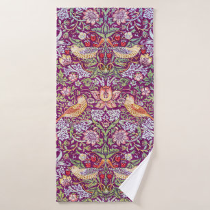 Strawberry Thief Red, William Morris Bath Towel