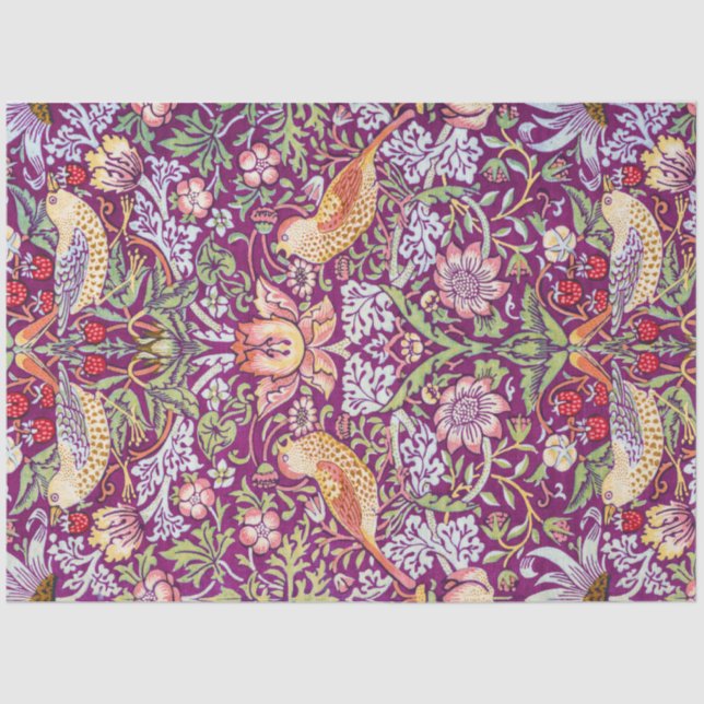 Strawberry Thief Red, William Morris Tissue Paper (Front)