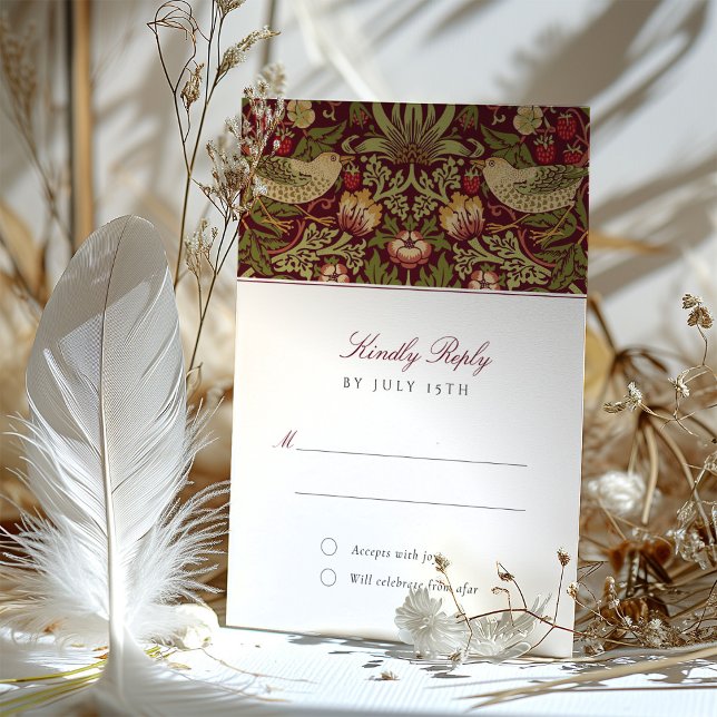 Strawberry Thief RSVP Invitation for Wedding (Creator Uploaded)