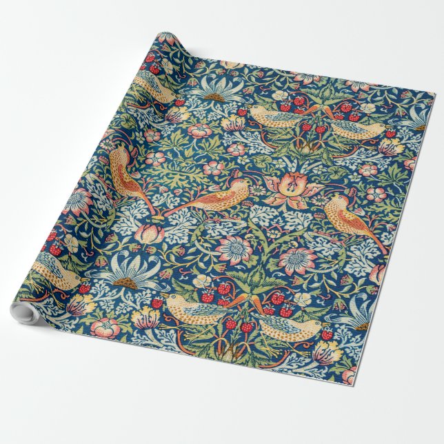 Strawberry Thief, William Morris Wrapping Paper (Unrolled)